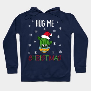 Hug Me It's Christmas - Cactus With A Santa Hat In A Bowl Hoodie